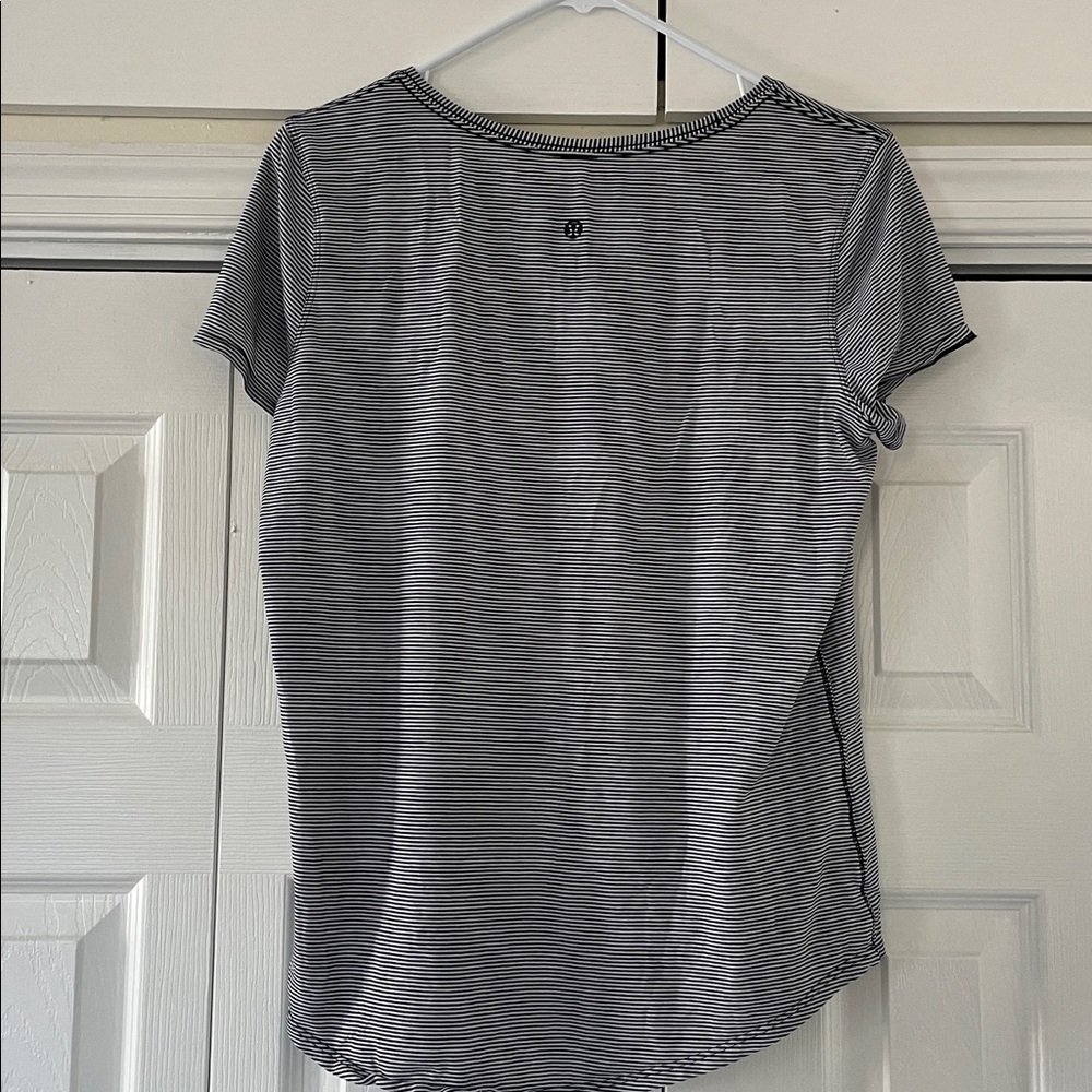 lululemon athletica Black and White Striped Short Sleeve Tee